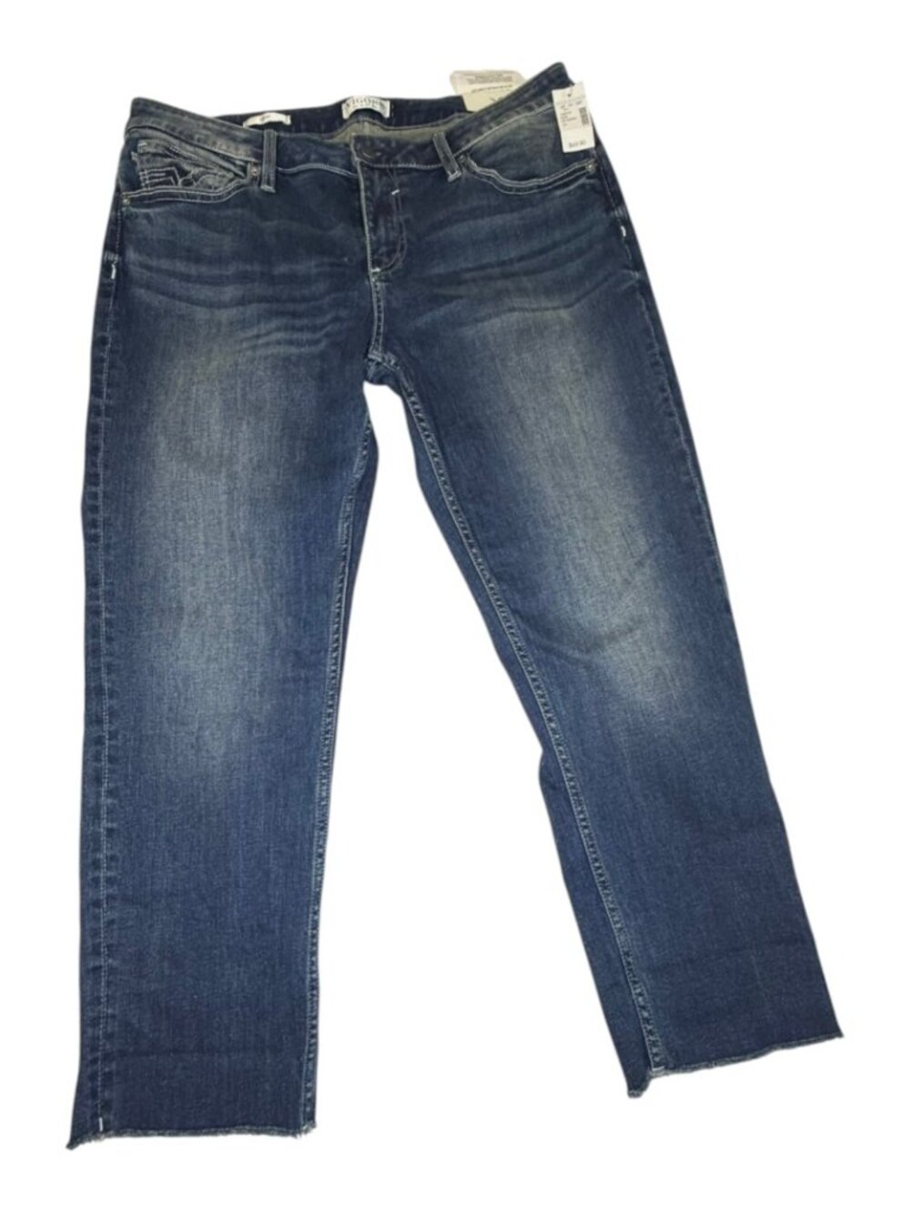 NWT Vigoss Dark Wash Heritage Fit  Crop Jeans With Frayed Hem - Size S14